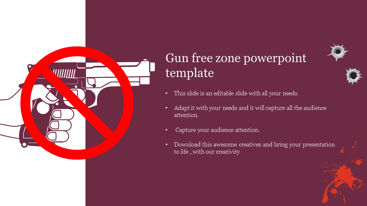 Gun free zone powerpoint template
